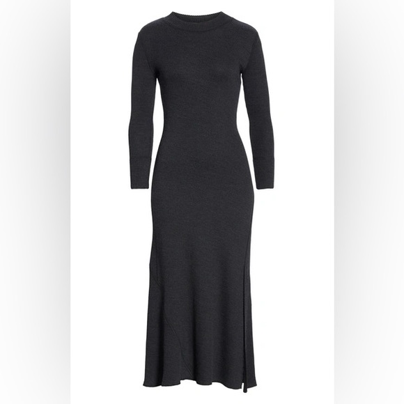 Theory Rib Florence Wool Sweater Black Maxi Dress - Picture 7 of 14